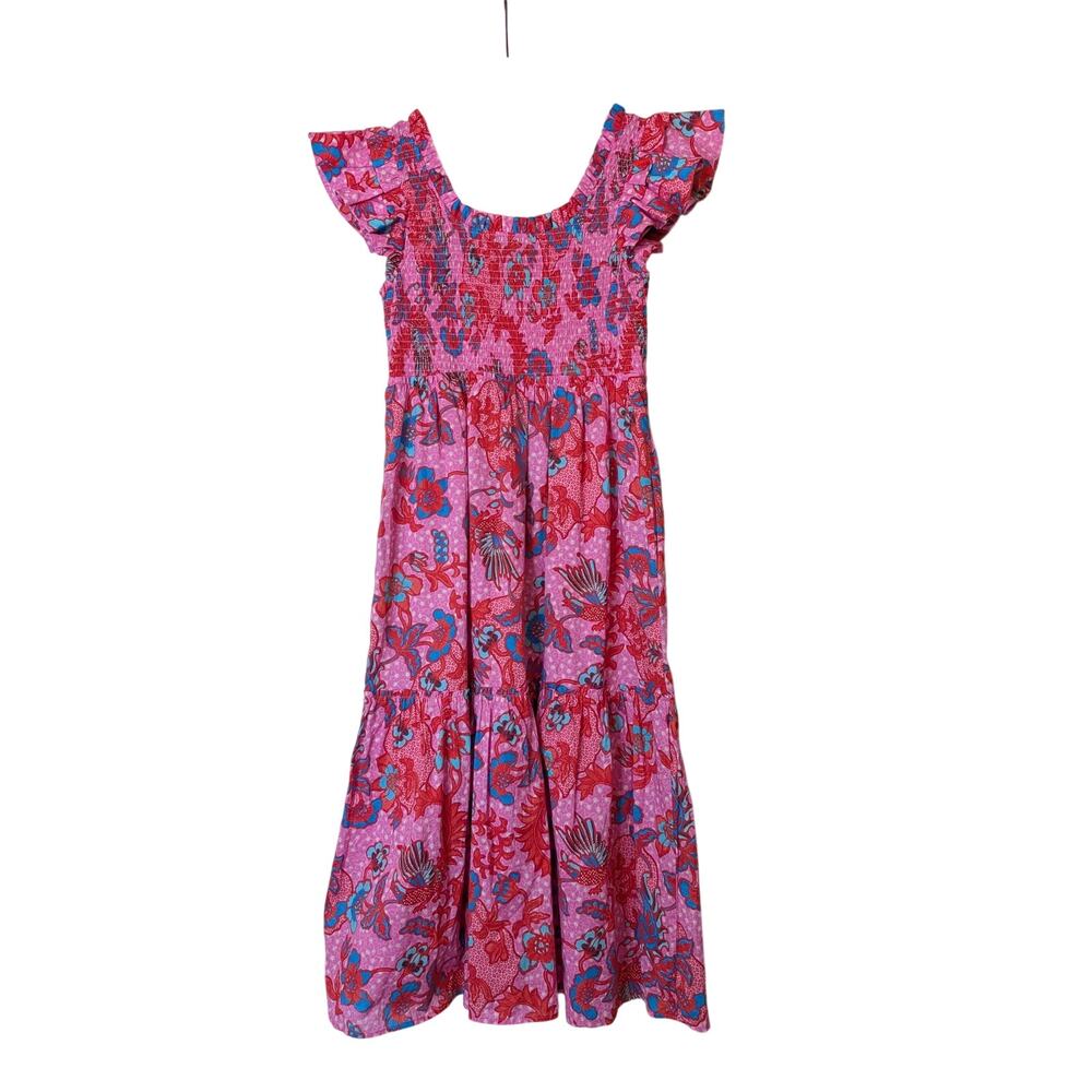 Tuckernuck Mallie Smocked Floral Ruffle Midi Dress Size Medium Pink Cottagecore - Picture 10 of 10